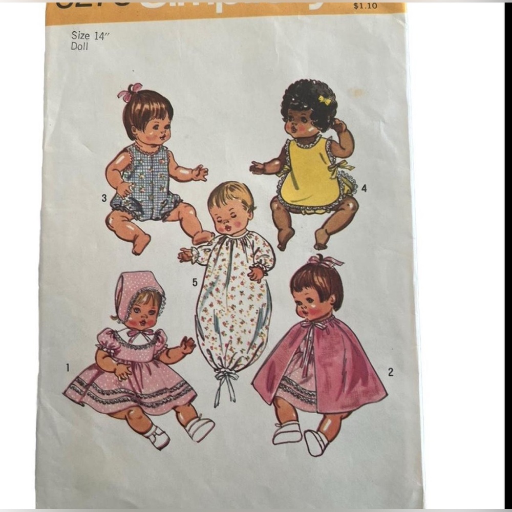 Vtg Doll Clothes Sewing Pattern Simplicity 5275 Cut 14" Ginny Doll 1970s Read
